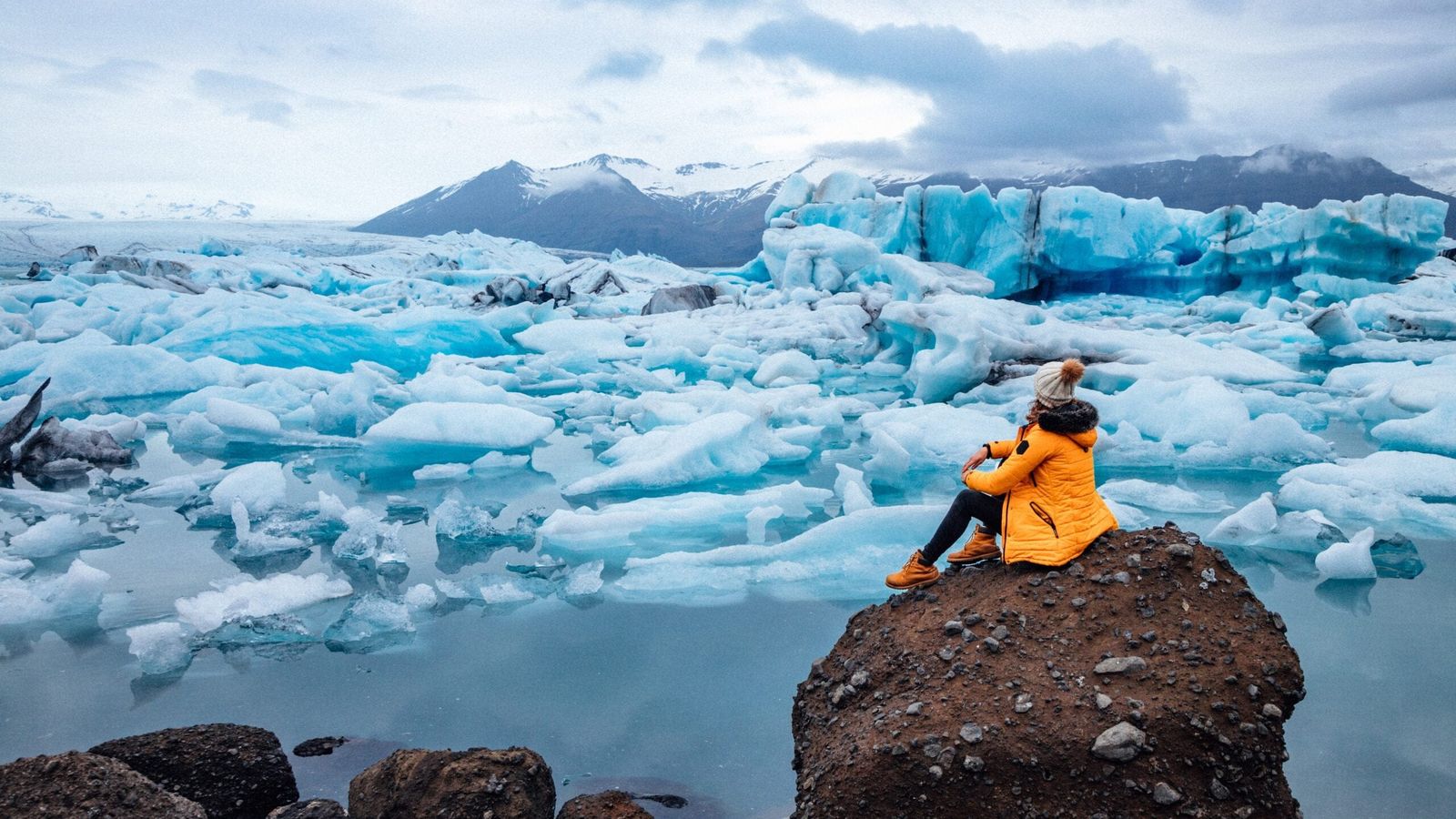 Woman Next To Jökulsárlón Lake In Iceland