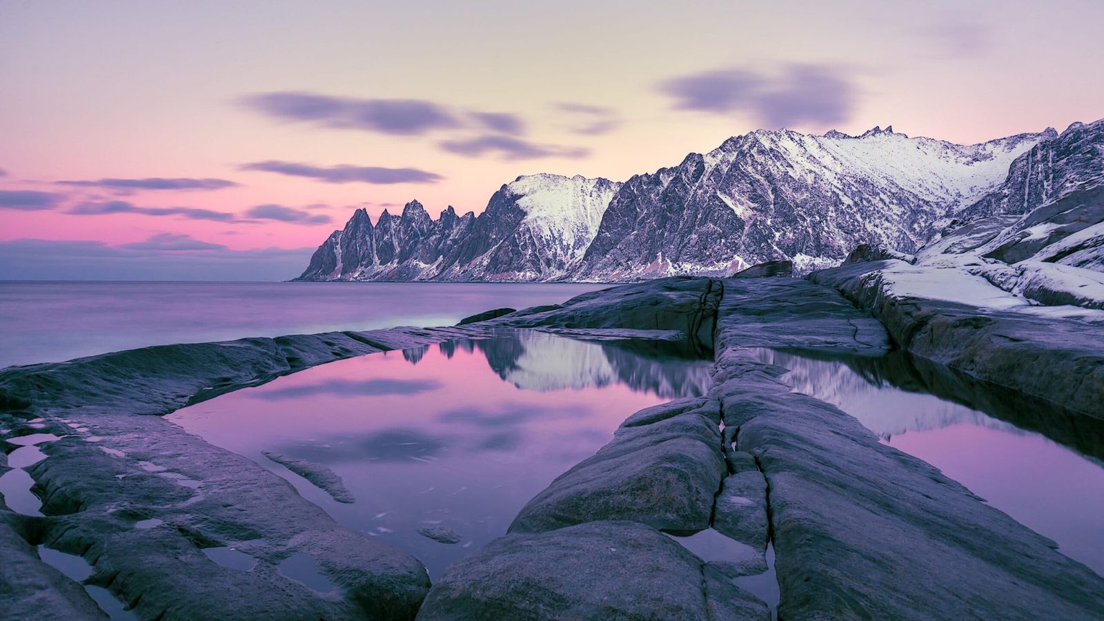 Winter View To The Steinfjord On Senja Island In The